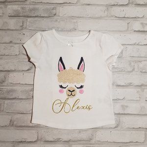 Personalize embroidered girls llama shirt Handmade